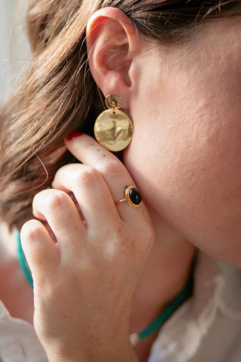 bague pierre noire