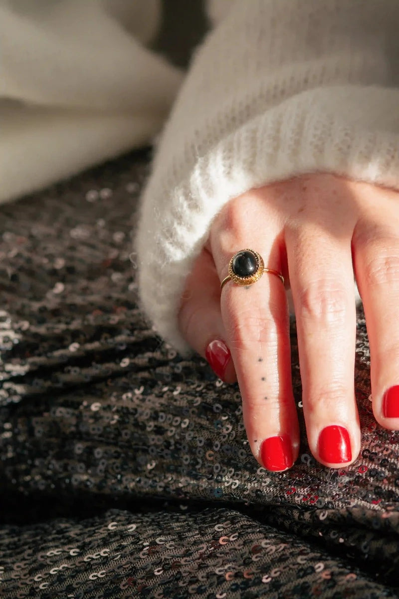 bague pierre noire