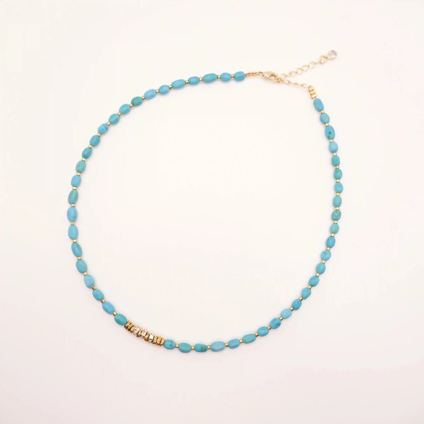 ras de cou en perles bleues et or