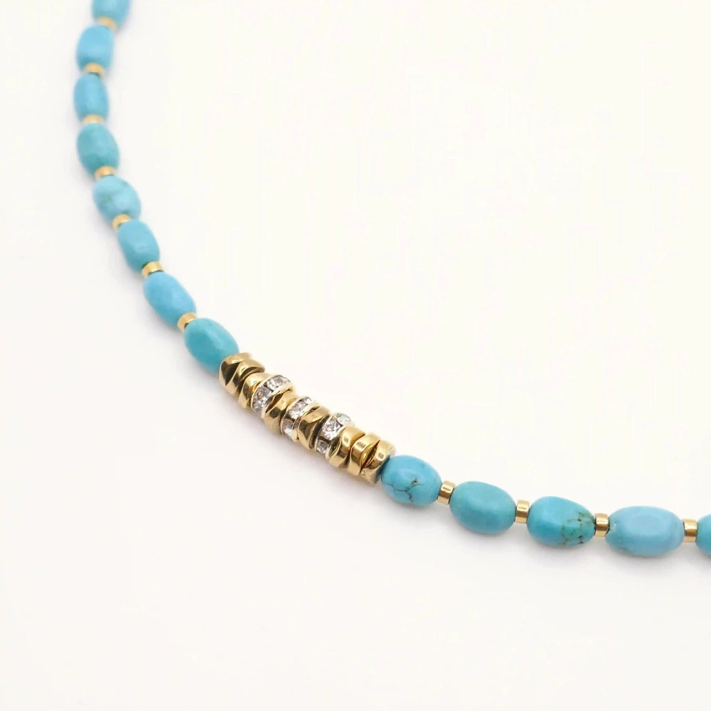 ras de cou en perles bleues et or