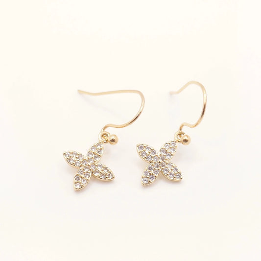Boucles d'oreilles or et strass pour femme en forme de croix