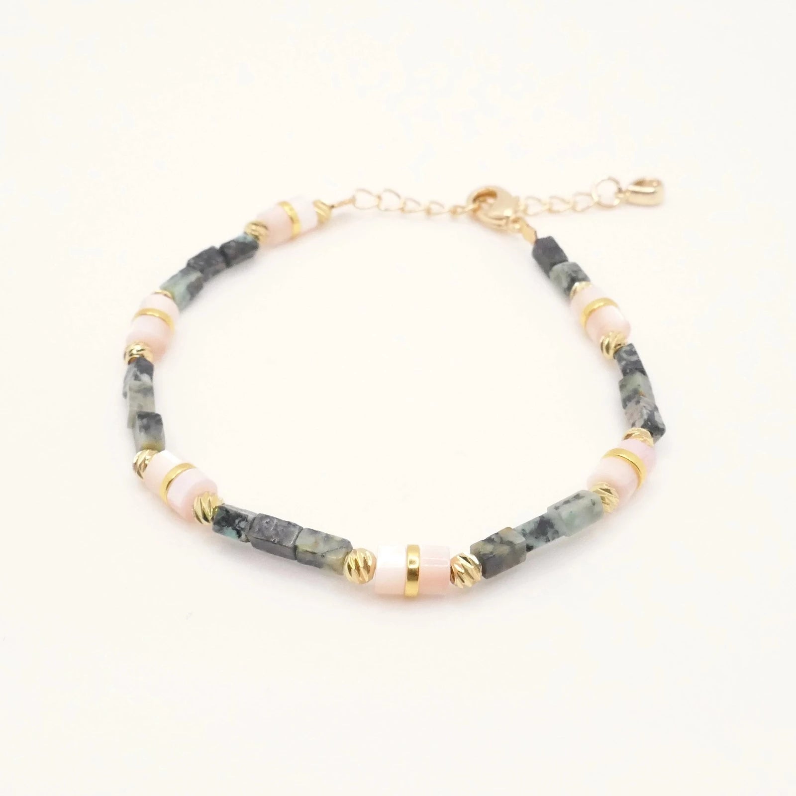 Bracelet vert, rose poudré et or pour femme
