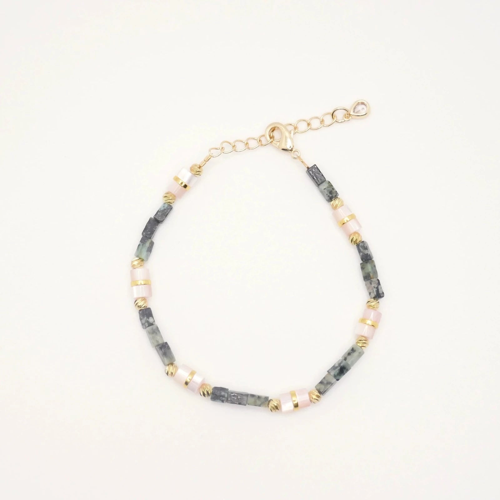 Bracelet vert, rose poudré et or pour femme