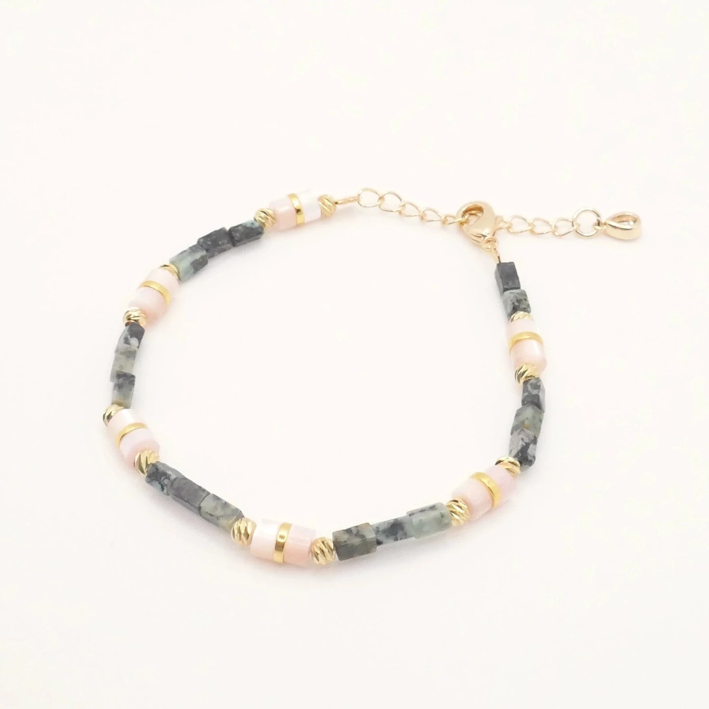 Bracelet vert, rose poudré et or pour femme