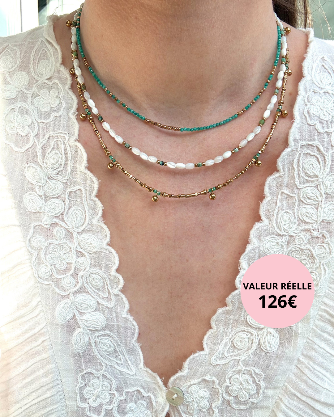 Colliers Adélia turquoise + Noa + Aliénor
