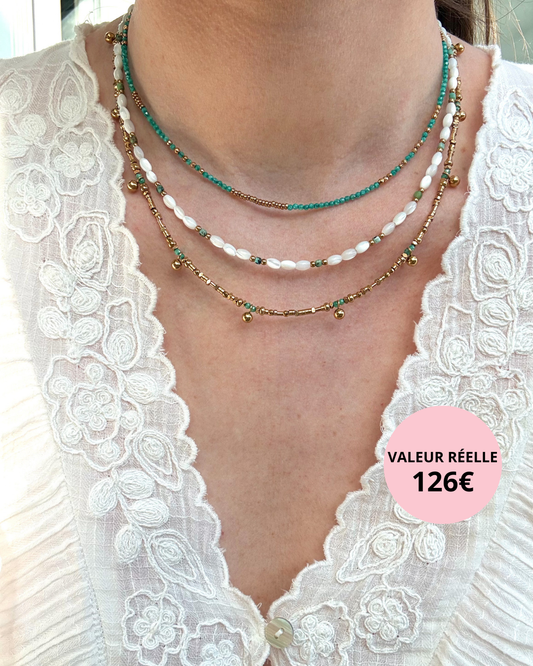 Colliers Adélia turquoise + Noa + Aliénor