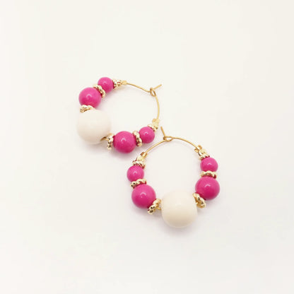 boucles d'oreilles perles roses