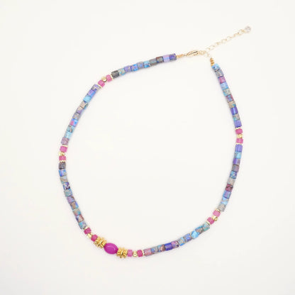 collier perles bleues