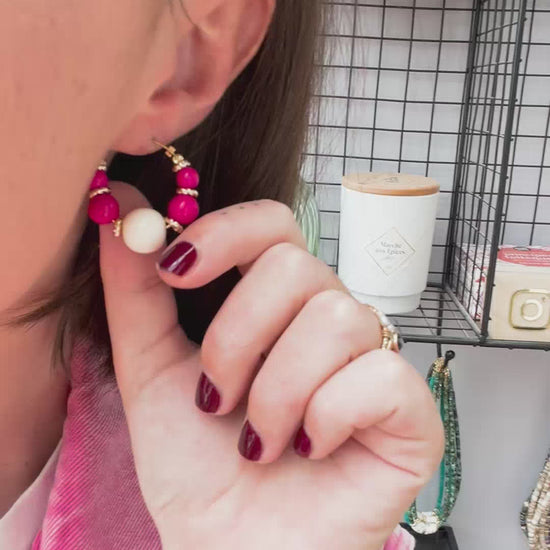 Boucles d'oreilles perles roses