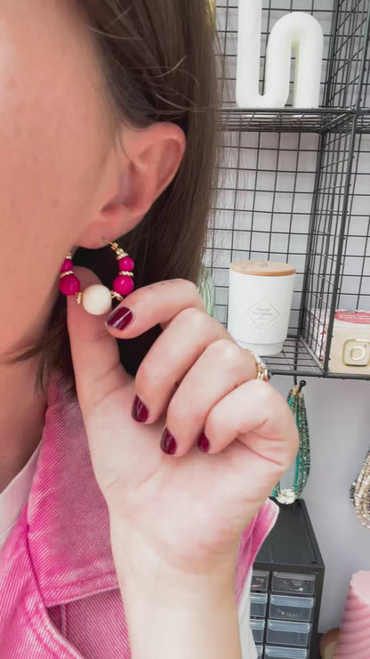 Boucles d'oreilles perles roses