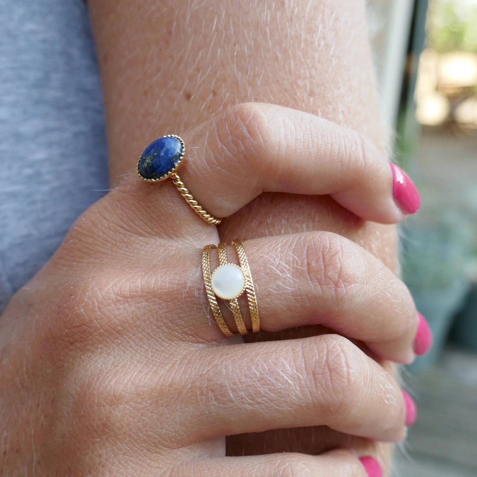 Lapis Lazuli ring handmade in France - Cloralys Bijoux
