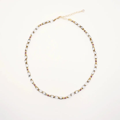 Collier pour femme en perles de verre vintage et mini perles rose
